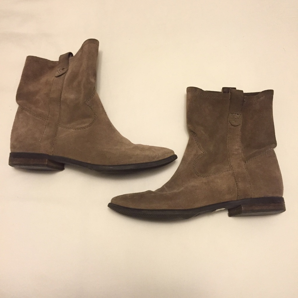 Franco Sarto Taupe Suede Ankle Booties